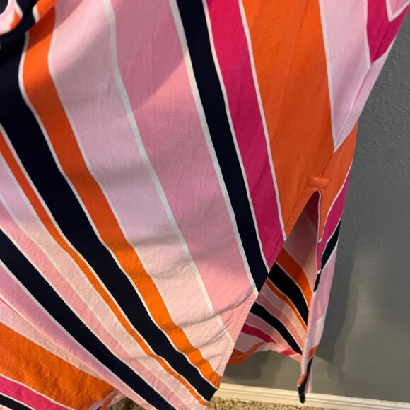 Lands End Sleeveless Maxi Dress Size M Stripe Multicolor Side Slit Long - Picture 6 of 8